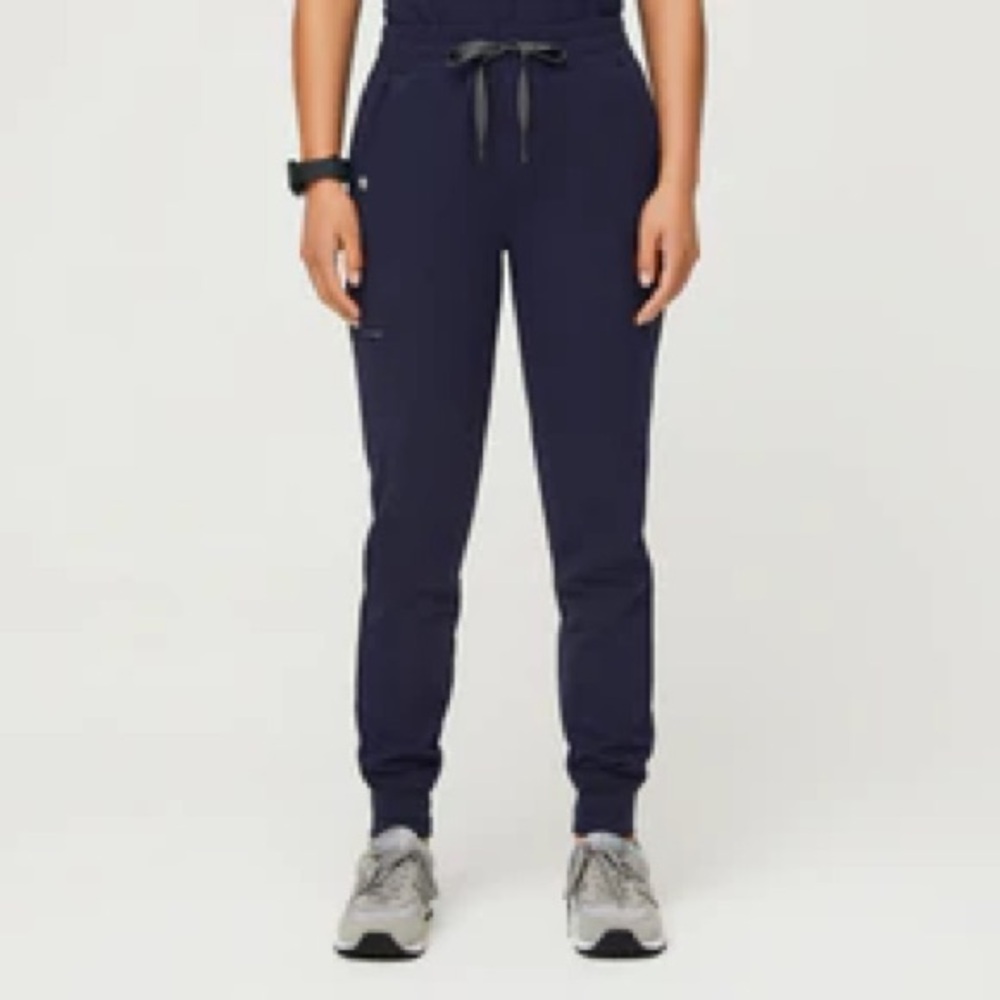FIGS Navy Zamora High Waisted Jogger Scrub Pant Medium Petite cinched waist band